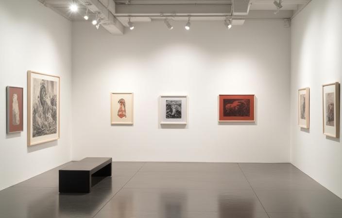 Geijutsu Salon Tokyoの洗練された内装と展示されているアート作品